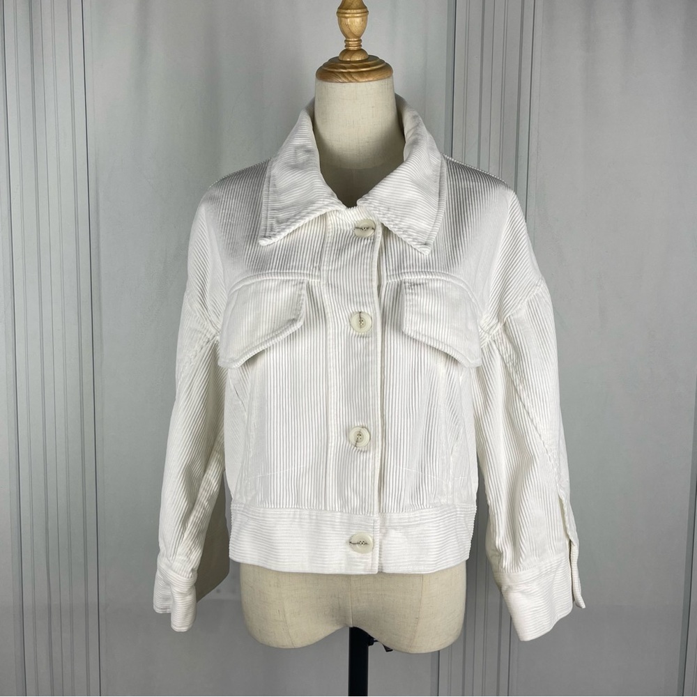 Zara trf Collection‎ Cropped Corduroy Jacket - White/Cream - Women's Size S-M